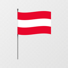 Austria national flag on flagpole. Vector illustration.