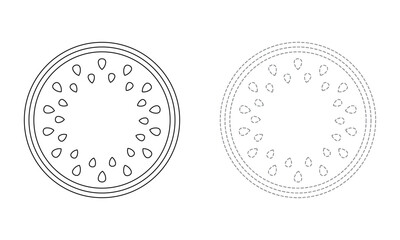 Naklejka premium Tracing lines for toddlers. Handwriting practice sheet. Educational children game, printable worksheet for kids with Watermelon Round Slice 