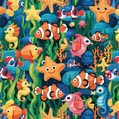 Naklejka premium Colorful picture fish aquatic animal vector illustration 