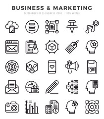 Set of 25 Business & Marketing Lineal Icons Pack.