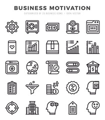 Business Motivation Icons Pack. Lineal icons set. Lineal icon collection set.