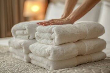 Hands and white towels