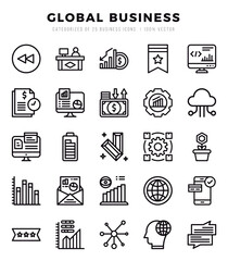 Global Business icons set for website and mobile site and apps.