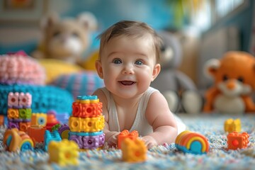Fototapeta premium Children playing with building blocks