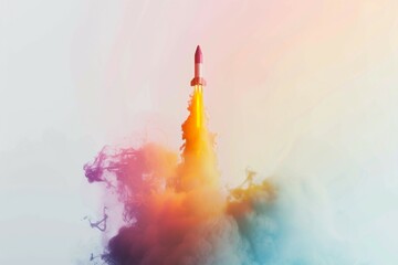 space rocket colorful smoke, glowing,
