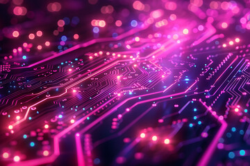 Obraz premium An intricate abstract design featuring interconnected circuit patterns in vibrant colors, symbolizing modern technology and digital innovation