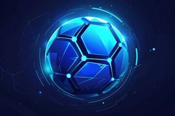 Fototapeta premium Soccer ball or football with futuristic blue glowing