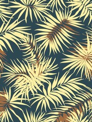 Tropical Palm Leaf Pattern on Dark Background