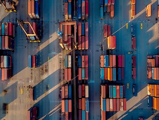 Shipping Hub from Above: Containers in the Ship Yard