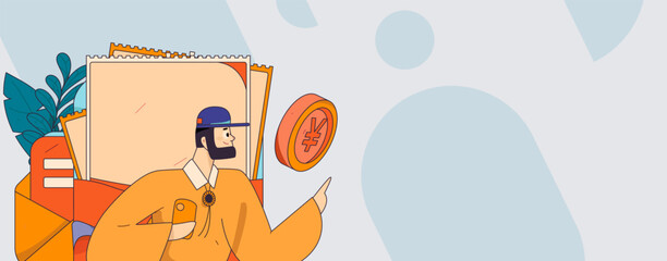 Holiday shopping people doing e-commerce online shopping flat vector concept operation hand drawn illustration
