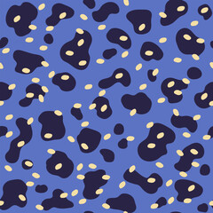 Predators camouflage printable background. Vector illustration wallpaper. Abstract animal seamless pattern. Collection of blue color print skin. 
