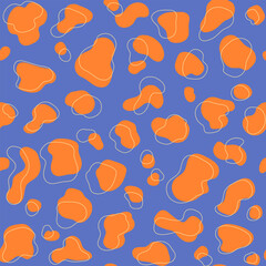 Abstract animal seamless pattern. Collection of bright print skin. Orange blue color predators camouflage. Printable background. Vector illustration wallpaper.