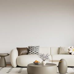 Interior Living Room Wall Mockup - 3d rendering, 3d illustration