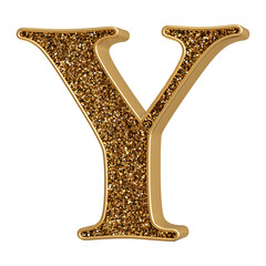 3d font gold glitter letter Y