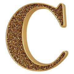 3d font gold glitter letter C