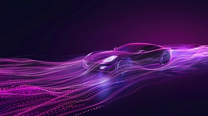 ar electric in speed in digital futuristic polygonal style. Automotive technology or smart car.