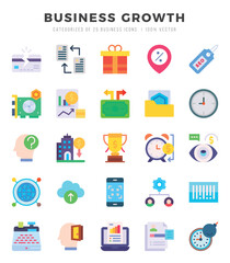 Business Growth icons Pack. Flat icons set. Business Growth collection set. Simple vector icons.