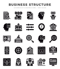 Set of Glyph Business Structure Icons. Glyph art icon. Vector illustration