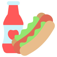 Hot Dog multi color icon, related to street food theme. use for modern concept, web and app development