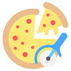 Pizza slice multi color icon, related to street food theme. use for modern concept, web and app development