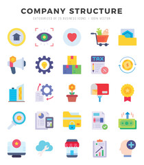 Set of Company Structure Icons. Simple Flat art style icons pack. Vector illustration.