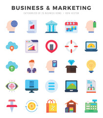 Business & Marketing Icons Pack. Flat icons set. Flat icon collection set. Simple vector icons.