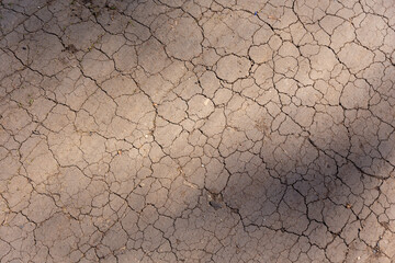 Trockene, rissige Erde unter Sonnenlicht
