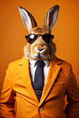 Anthropomorphic Rabbit dressed in an elegant suit