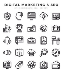 Digital Marketing & SEO icons Pack. Lineal icons set. Digital Marketing & SEO collection set.