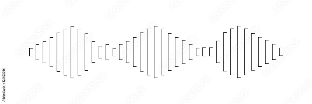 Poster black halftone vector sound waves flow isolated on a white background. waveform pattern for music, d