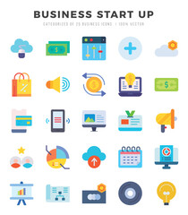 Set of Business Start Up Icons. Simple Flat art style icons pack. Vector illustration.