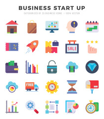 Business Start Up Icon Pack 25 Vector Symbols for Web Design.