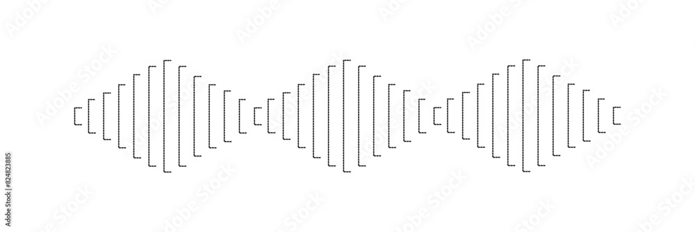 Poster black halftone vector sound waves flow isolated on a white background. waveform pattern for music, d