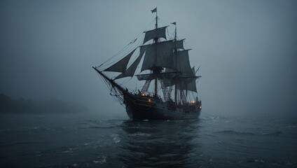old ship in the sea