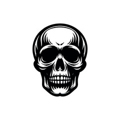 black and white illustration of a skull