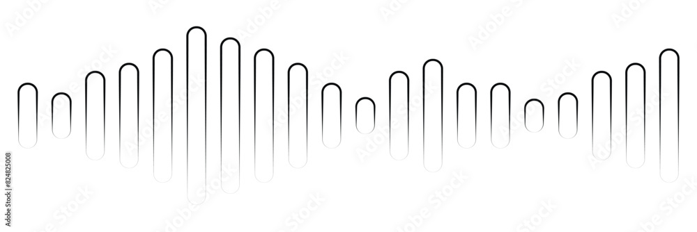 Poster black halftone vector sound waves flow isolated on a white background. waveform pattern for music, d