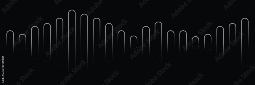 Poster minimalistic sound wave collection. black and white vector waves. simple set of black audio waveform