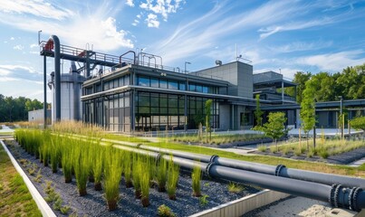 Obraz premium Carbon capture center, pioneering climate solutions