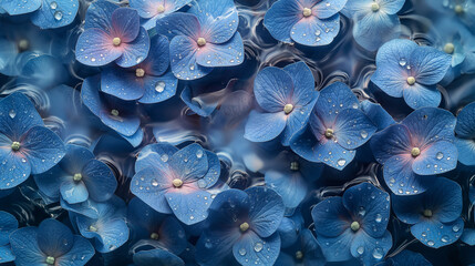 雨に濡れるアジサイ