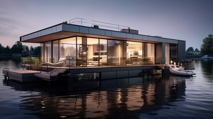 A photo of Houseboat Living Reflecting Modern living
