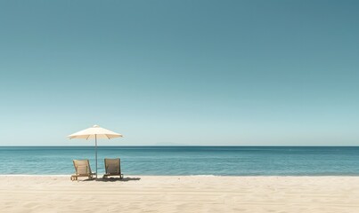 Fototapeta premium A serene and tranquil day at the beach with a clear sky, Generative AI