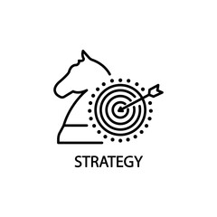 Business strategy thin line icon chess horse and dartboard. Efficiency in business targets. Startup, investment. Pixel perfect, editable stroke. Vector illustration.