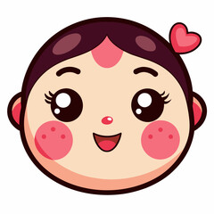 Obraz premium Cute Cheek Drawing, Cheek Colorful Flat Illustration