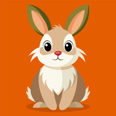 Fototapeta premium Cute Bunny Drawing, Bunny Colorful Flat Illustration