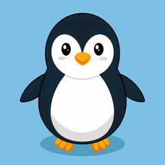 Obraz premium Cute Penguin Drawing, Penguin Colorful Flat Illustration