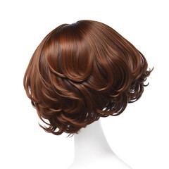 Fototapeta premium Fashionable short brown bob wig on mannequin