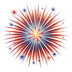 Independence Day fireworks on July 4 isolated on transparent background.