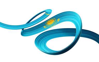 Ribbon color flag of Kazakhstan  3d illustration
