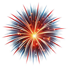 Independence Day fireworks on July 4 isolated on transparent background.