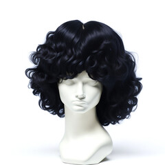 Fototapeta premium Elegant black wig on mannequin head display